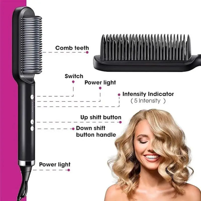 Escova 5 em 1 Bivolt Soothing Brush - Alisa, Hidrata, Modela, Seca e Combate o Frizz