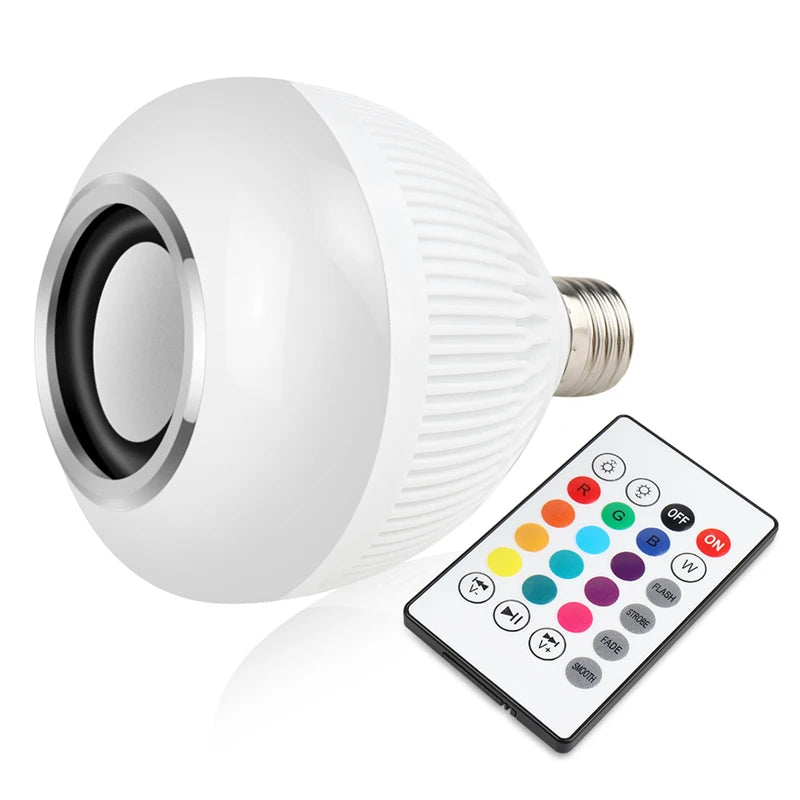 Caixa de Som Bluetooth com Lâmpada LED 12W e Controle Remoto