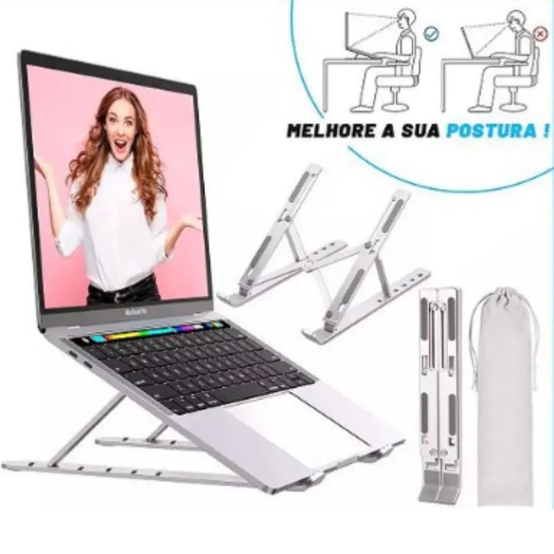 Suporte de Alumínio Ajustável para Notebook e MacBook - Ideal para Escritório