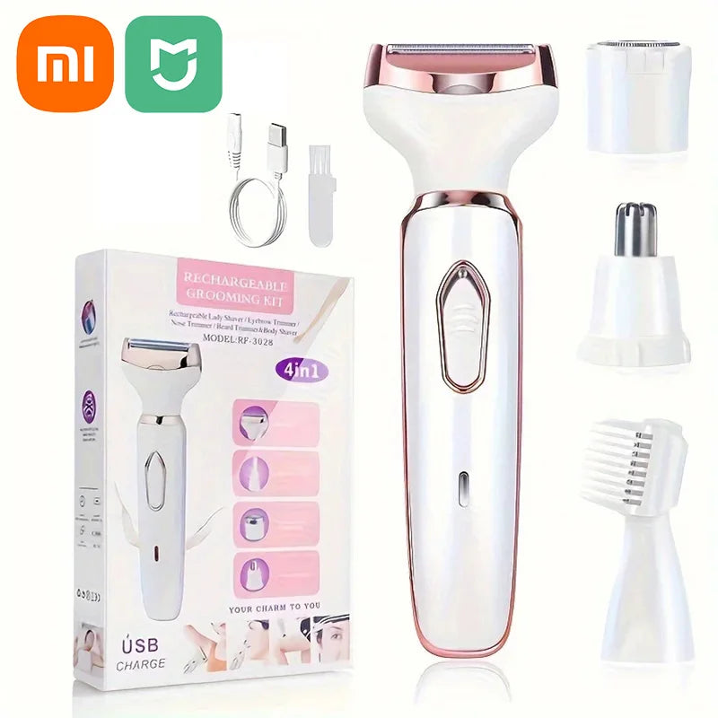 Aparador Elétrico Xiaomi 4 em 1 - Depilador Corporal Painless, Sem Fio, Presente Ideal para Mulheres