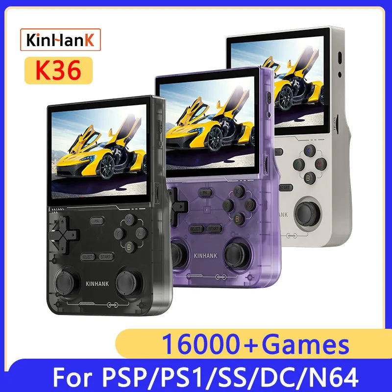 Console Portátil Retrô KINHANK K36 - 16.000 Jogos, Tela IPS de 3,5", Multissistem